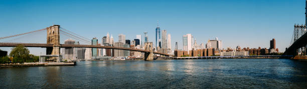 istock Panoramic view on Manhattan and bridges across East River, NYC 1058343832