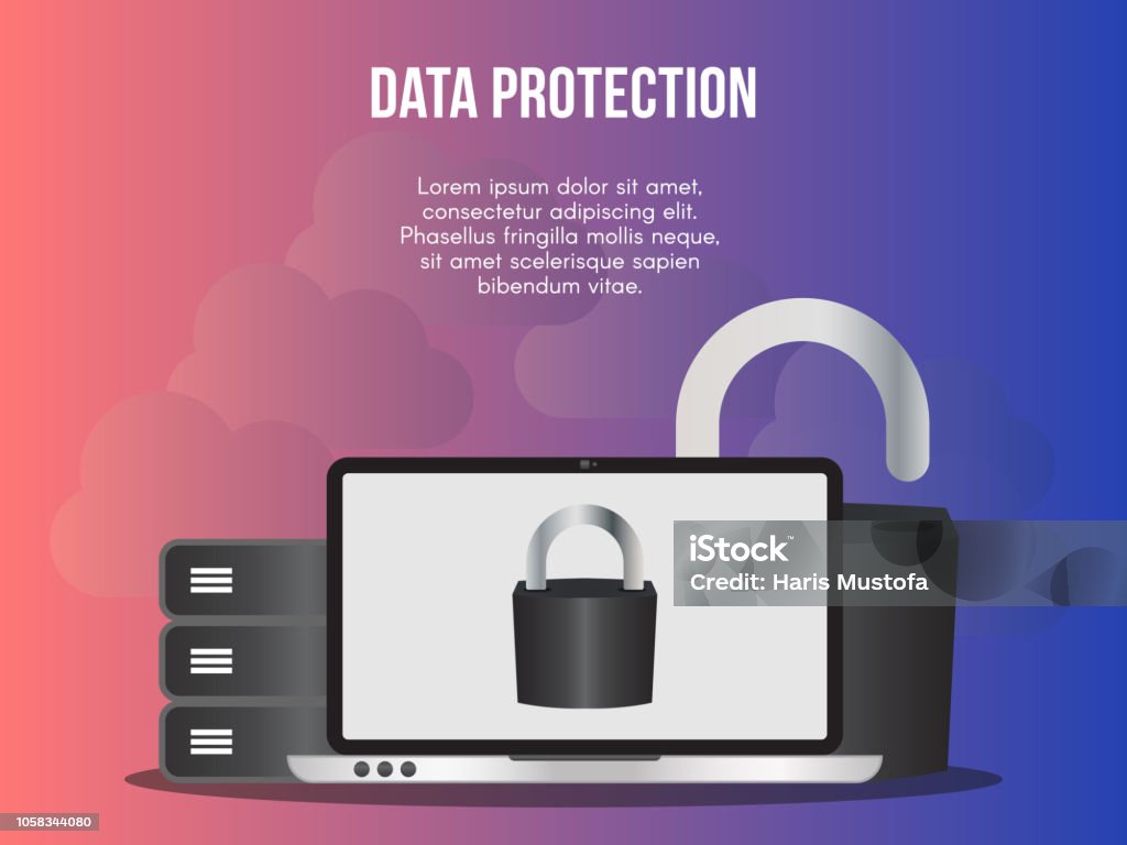 Templat Desain Vektor Ilustrasi Konsep Proteksi Data Ilustrasi Stok