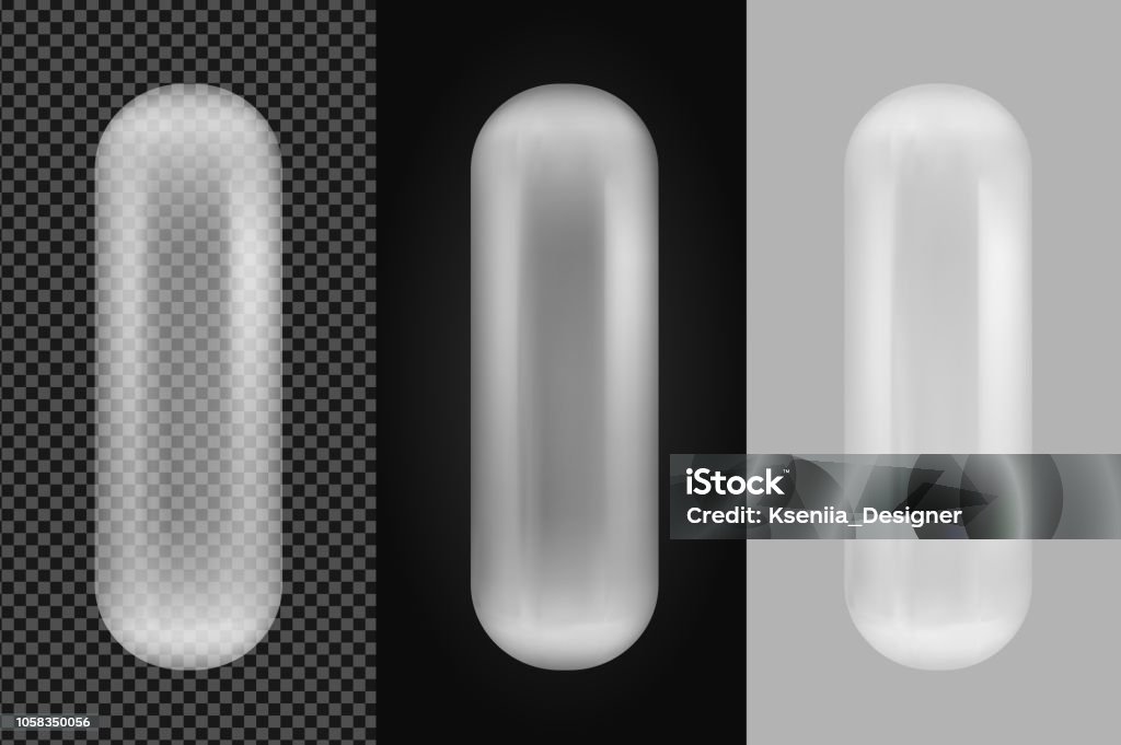 Transparent oval plastic capsule Transparent oval plastic capsule. Capsule - Medicine stock vector