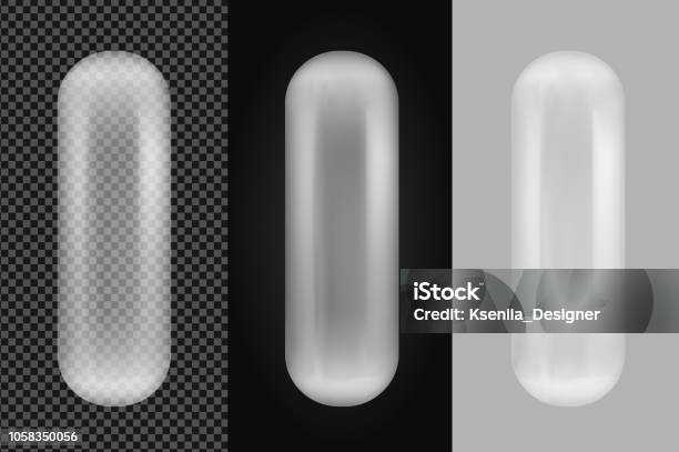 Transparent Oval Plastic Capsule Stock Illustration - Download Image Now - Capsule - Medicine, Cylinder, Glass - Material