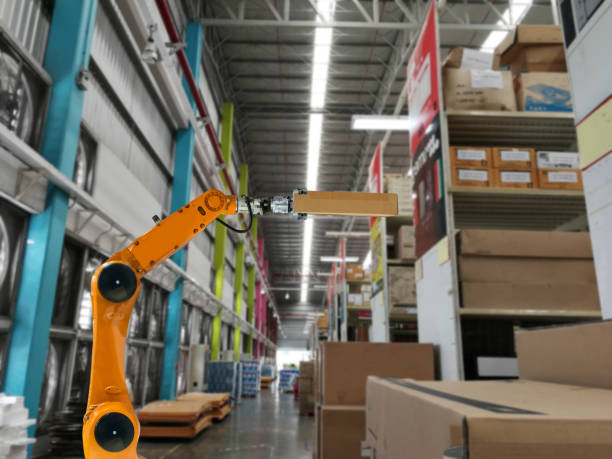 istock smart robot industry arm products storage factory and warehouse 1058351270