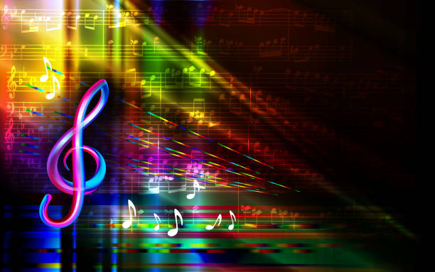 Sheet music background Classical sheet music background. Digital painting. Vector illustration neon music notes stock illustrations