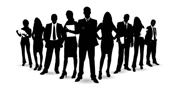 ilustrações de stock, clip art, desenhos animados e ícones de detailed business people - outline silhouette black and white adults only