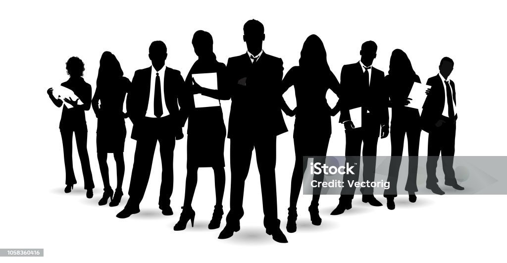Detailed Business People In Silhouette stock vector