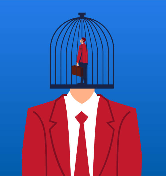 istock Businessman trapped in the brain of the giant's brain 1058365558