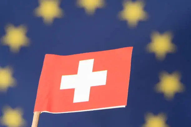 Flag of Switzerland and the European Union EU