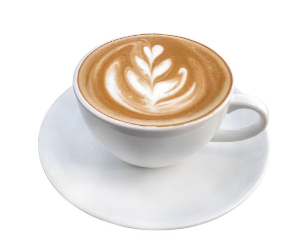 istock Hot coffee latte art isolated on white background, clipping path included 1058369698