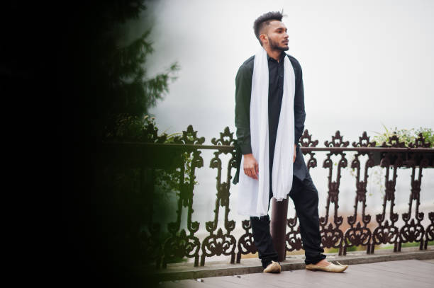 istock Indian stylish man in black traditional clothes 1058372640