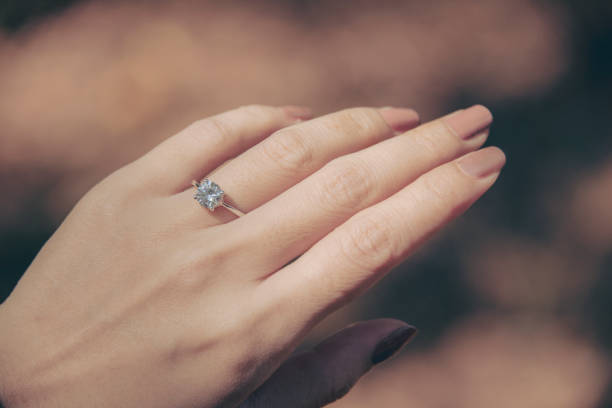 istock Close-up of Elegant Diamond Ring on Blurred Background. 1058375336