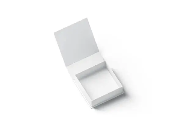 Photo of Blank white opened gift box mockup, isolated