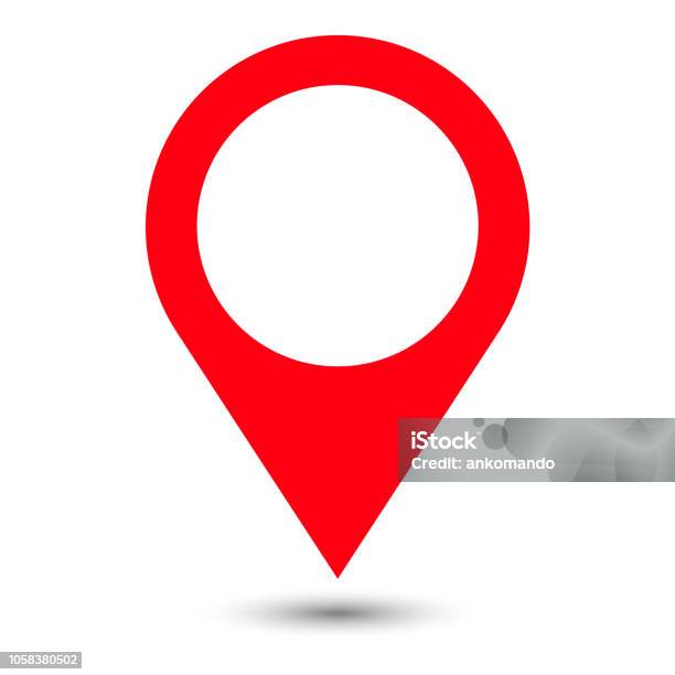 Red Simple Map Pin With Shadow Stock Illustration - Download Image Now - You Are Here, Icon, Map