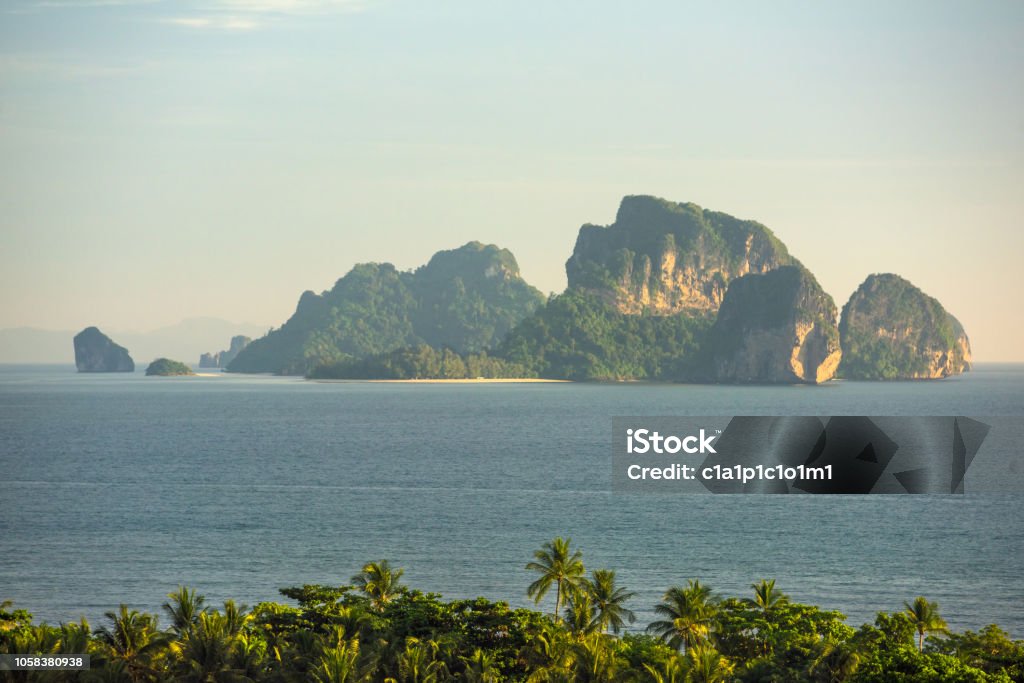 The scenic view on a sea with islands and the cliffs Ao Nang Stock Photo