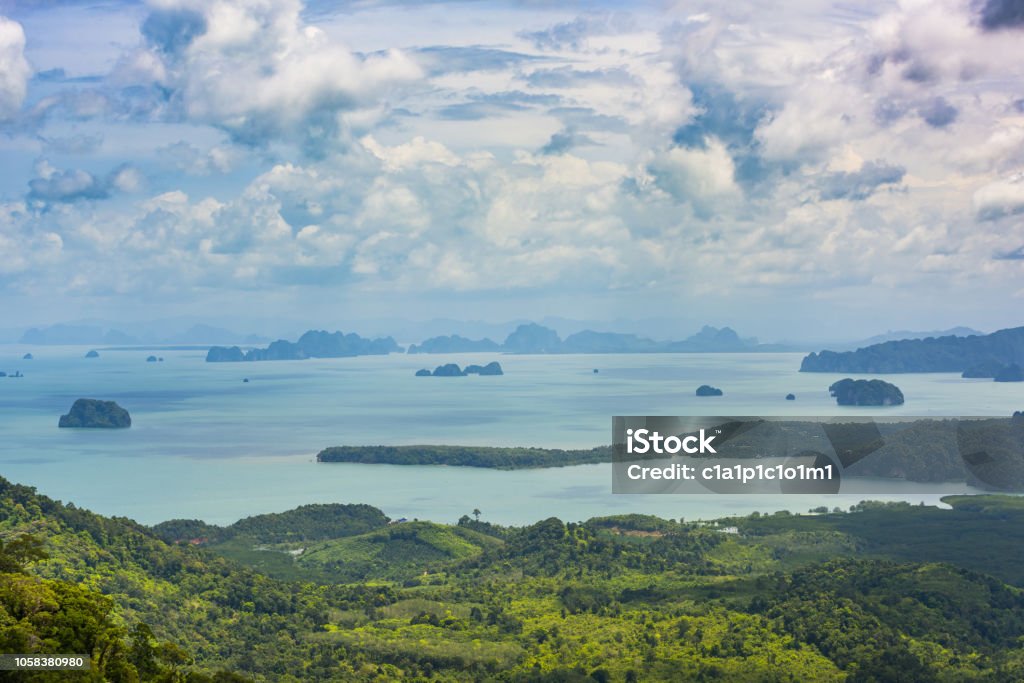 The scenic view on a sea with islands and the cliffs Ao Nang Stock Photo