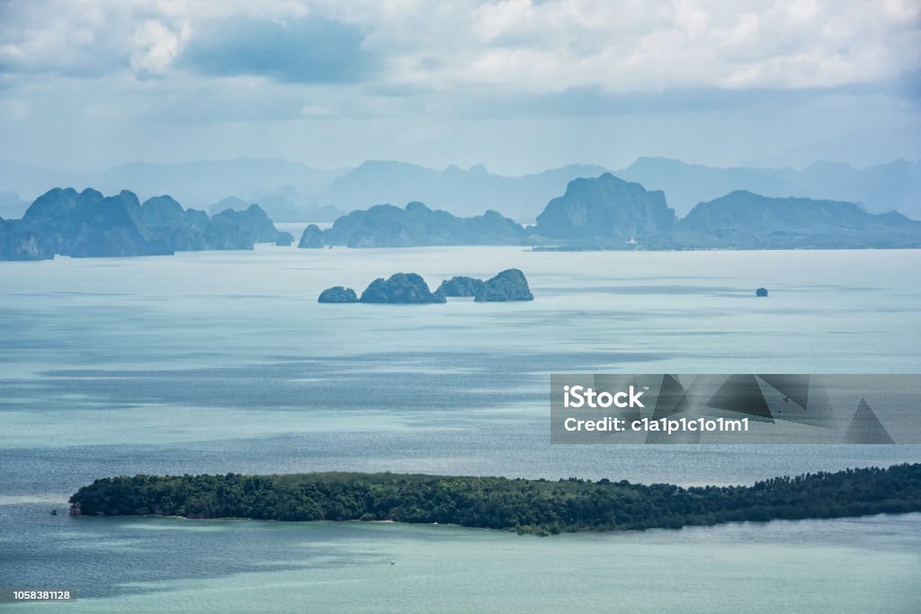 The scenic view on a sea with islands and the cliffs Ao Nang Stock Photo