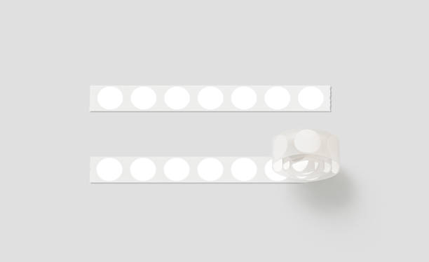 istock Blank silver tape with white round stickers mockup, isolated 1058381918