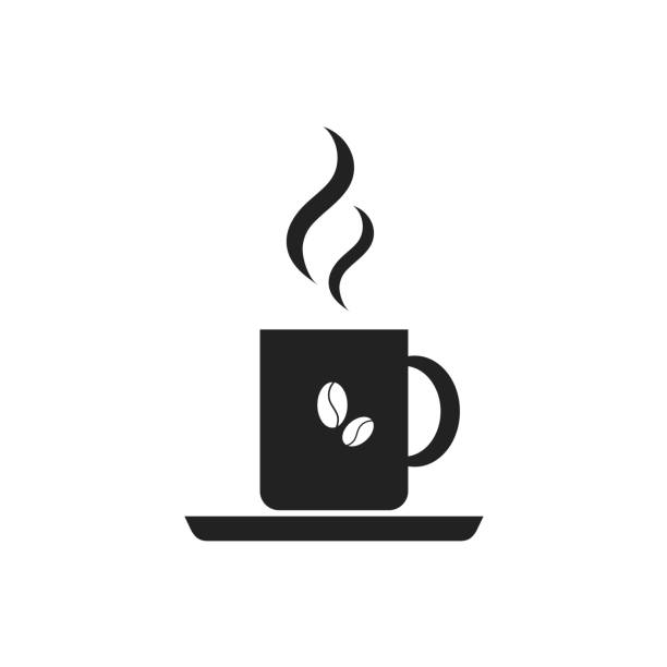 コーヒー カップ、ホットド リンクのカップ、マグカップ。ベクトルのアイコン - steam black coffee heat drink点のイラスト素材／クリップアート素材／マンガ素材／アイコン素材