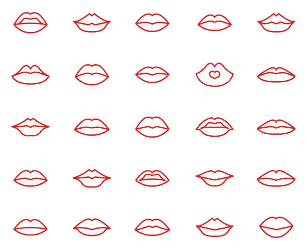 Vector illustration of Lips collection set
