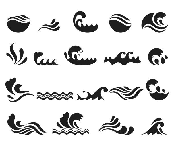 wave-icon-set - water wave wave pattern symbol stock-grafiken, -clipart, -cartoons und -symbole