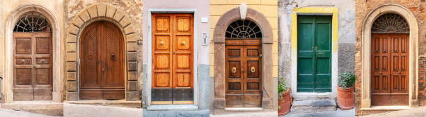 istock Six ornate front doors in Tuscany, Italy 1058399078