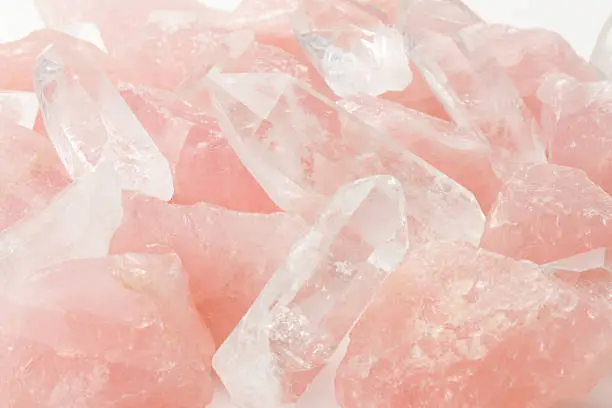 Photo of Beautiful blush colored rose quartz crystals