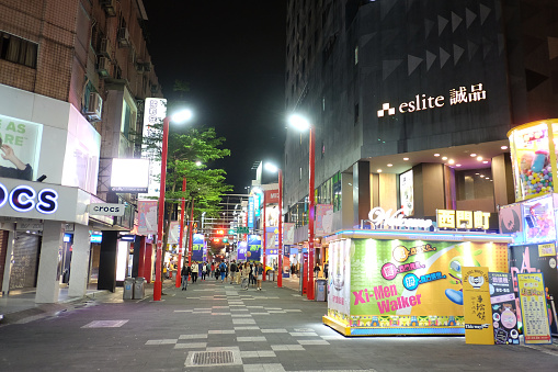 Taipei,Taiwan-October 11 ,2018:Ximending night market the most famous in taiwan people visit .