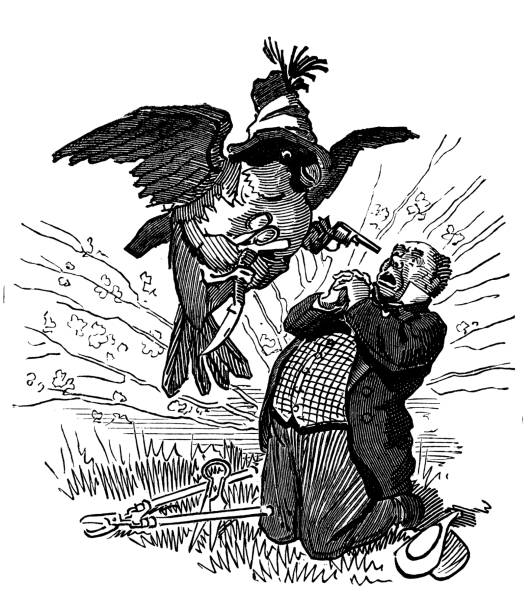 British London satire caricatures comics cartoon illustrations: Bird crime