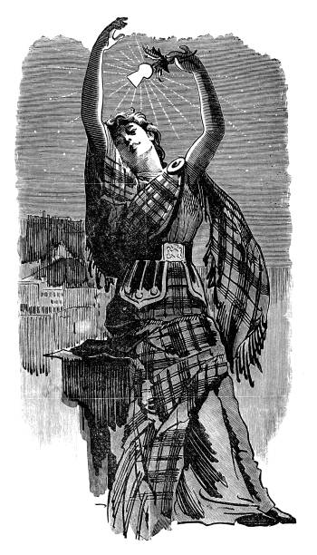 British London satire caricatures comics cartoon illustrations: Scottish woman