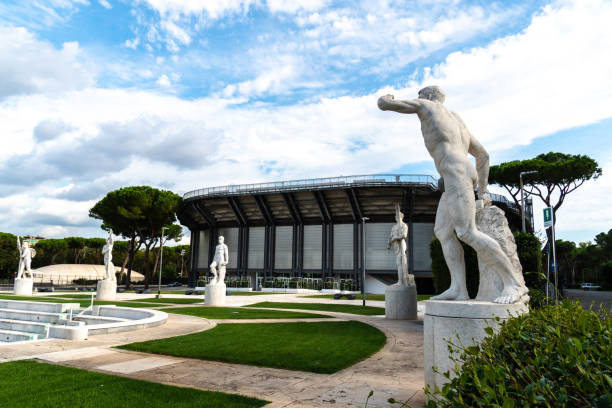 Tennis Central Stadium Nicola Pietrangeli in Rome, exterior Rome, Italy - September 4, 2018: Exterior of the Central Tennis Stadium Nicola Pietrangeli (formerly Pallacorda) at the Foro Italico, formerly Foro Mussolini, a sports complex in Rome olympic city stock pictures, royalty-free photos & images