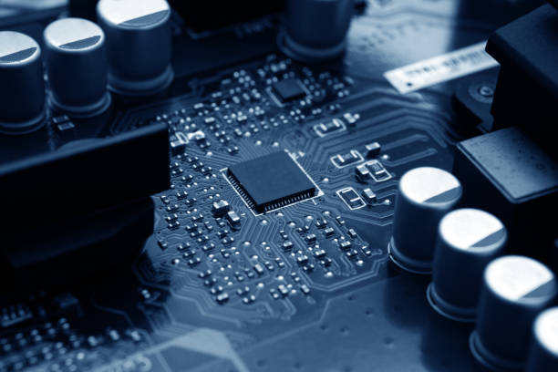コンピューターのマザーボードとデジタル チップ - electronics industry circuit board computer chip engineering ストックフォトと画像