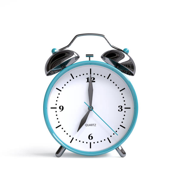 istock Old alarm clock on white background - 7 o'clock - 3d illustration rendering 1058439504
