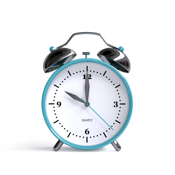 antigo relógio despertador em fundo branco - renderização de ilustração 3d - 10:00 - number 1 oclock single object clock - fotografias e filmes do acervo