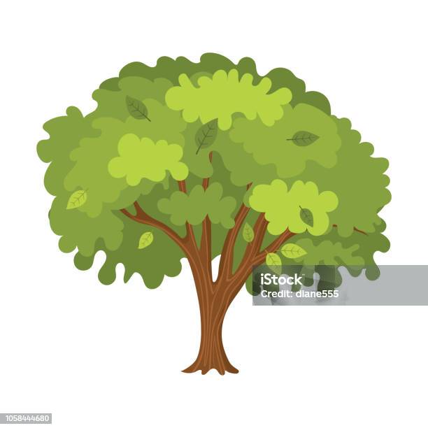 Pohon Kartun Lucu Ilustrasi Stok - Unduh Gambar Sekarang - Alam, Daun, Gambar - Produk seni