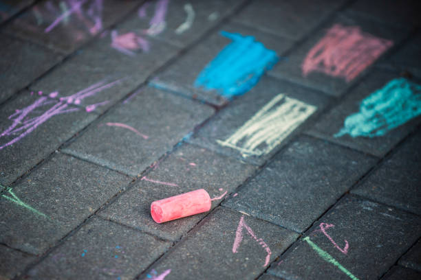 istock Close-Up Of Chalk On Footpath 1058453638