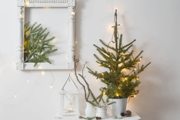 istock Christmas decoration on background  white wall 1058454624