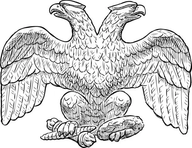 Vector illustration of Sketch of an imperial two-headed eagle