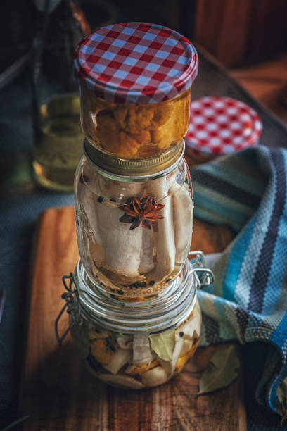 Preserving Organic Mushrooms in Jars like chanterelles and king trumpet mushrooms