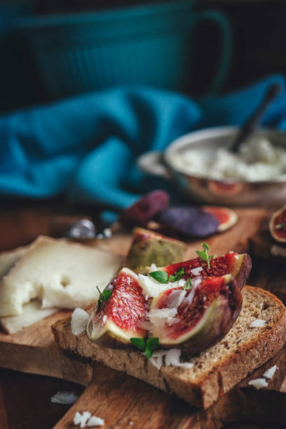 istock Brown Bread with Cottage Cheese, Figs and Honey 1058468458