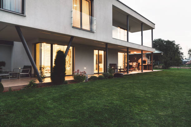 istock Beautiful house with large garden 1058471924