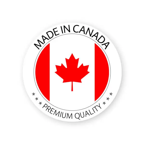 Vector illustration of Modern vector Made in Canada label isolated on white background