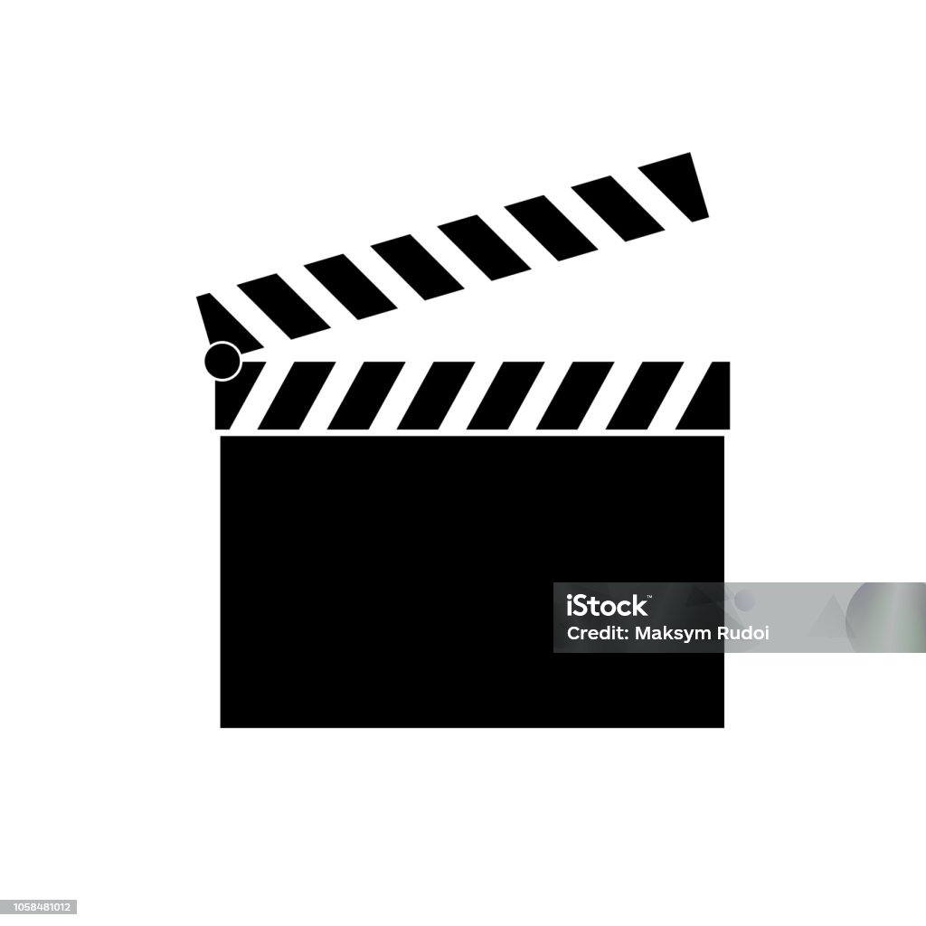 Movie clapper board icon  on white background , video Film Slate stock vector