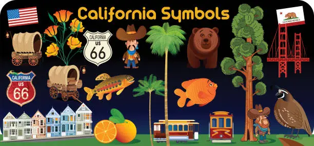 Vector illustration of California Symbols