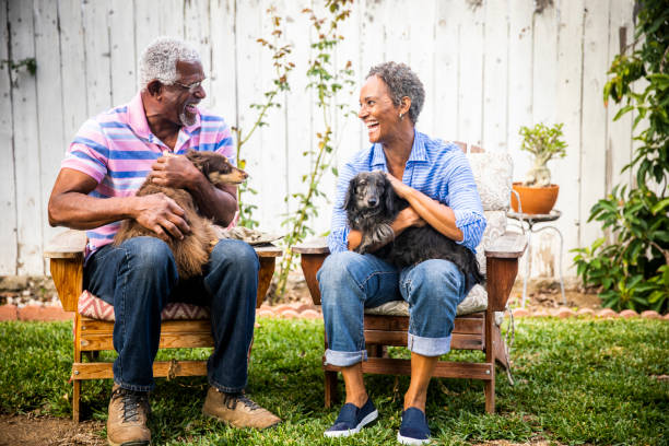 istock Senior Black Couple with their Dogs 1058485410