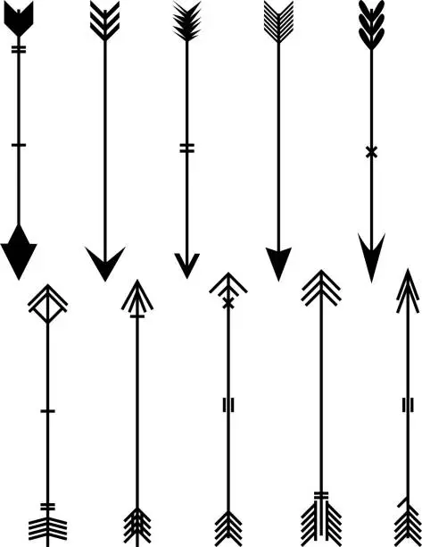Vector illustration of Set of black arrows isolated on white.