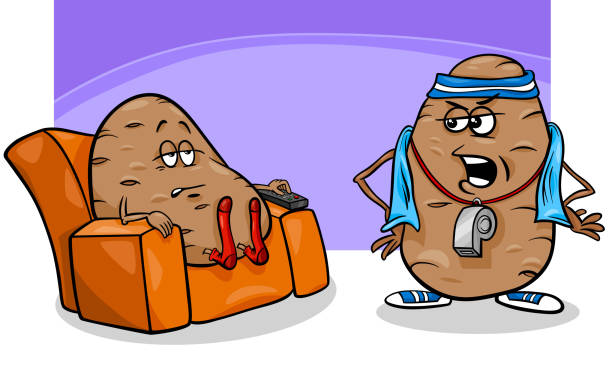 couch potato saying cartoon illustration Cartoon Humor Concept Illustration of Couch Potato Saying laziness stock illustrations