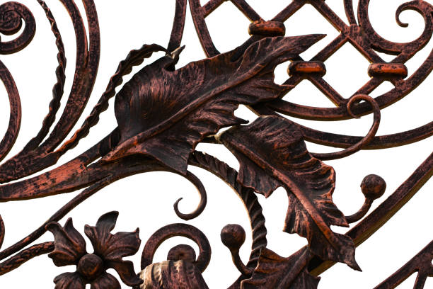 istock wrought-iron gates, ornamental forging, forged elements close-up 1058494392