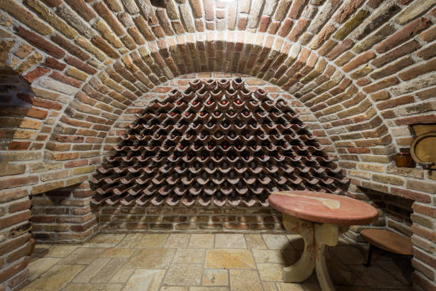 Wine cellar full of wine bottles