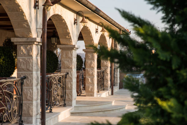 istock Stone pillars of balcony, luxury mansion 1058498270