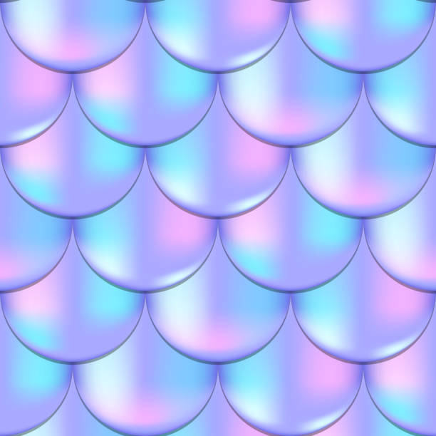 istock Mermaid or fish scale seamless pattern with holographic effect. Girlish mermaid vector background. 1058502410