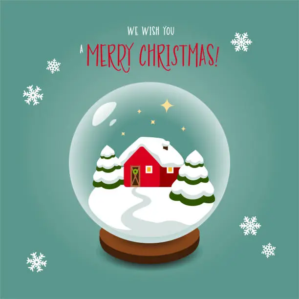 Vector illustration of Christmas snow globe