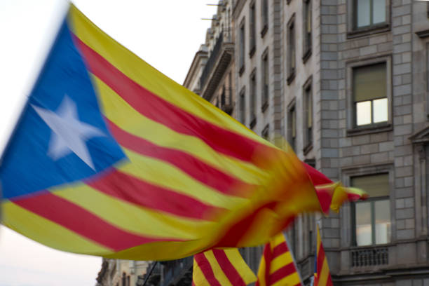 istock Catalonia flag. Catalan independence flag, Spain 1058515540